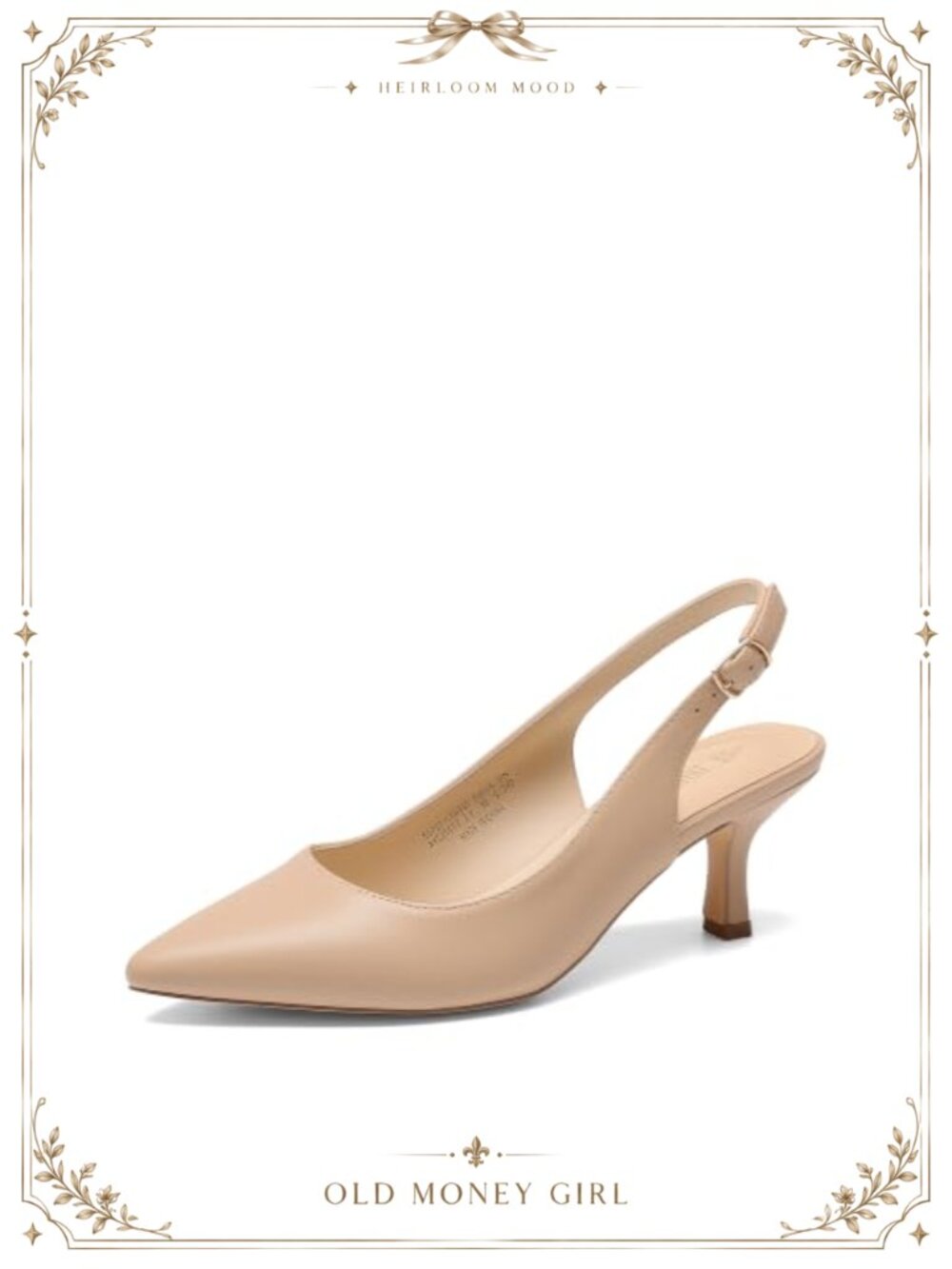 Women's Slingback Kitten Heels Pointed Toe Faux Leather Pumps